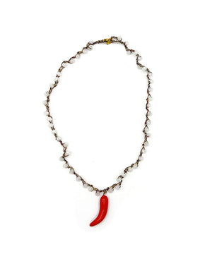 Collana crochet con Peperoncino in ceramica