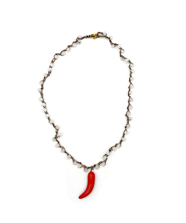 Collana crochet con Peperoncino in ceramica