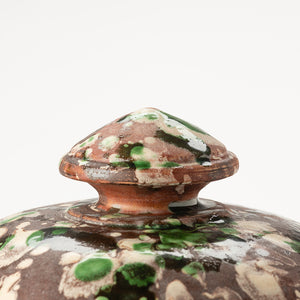 Zuppiera alta con coperchio in ceramica effetto marmorizzato