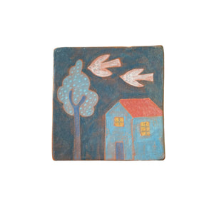 Mattonella "Casa" in ceramica dipinta a mano