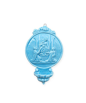 Acquasantiera in ceramica con medaglione "Madonna di Pompei" (M)