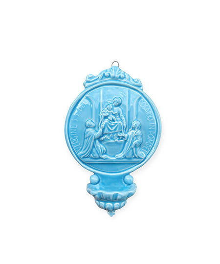 Acquasantiera in ceramica con medaglione "Madonna di Pompei" (M)