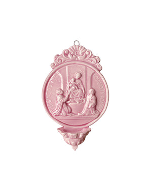 Acquasantiera in ceramica con medaglione "Madonna di Pompei" (M)