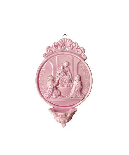 Acquasantiera in ceramica con medaglione "Madonna di Pompei" (M)