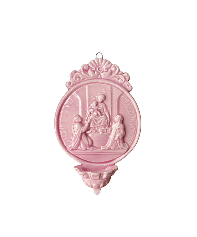 Acquasantiera in ceramica con medaglione "Madonna di Pompei" (M)