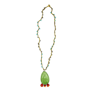 Collana crochet con ciondolo fico d'india in ceramica