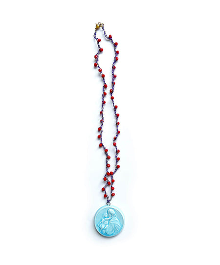 Collana crochet con ciondolo ceramica "Sant'Antonio da Padova"