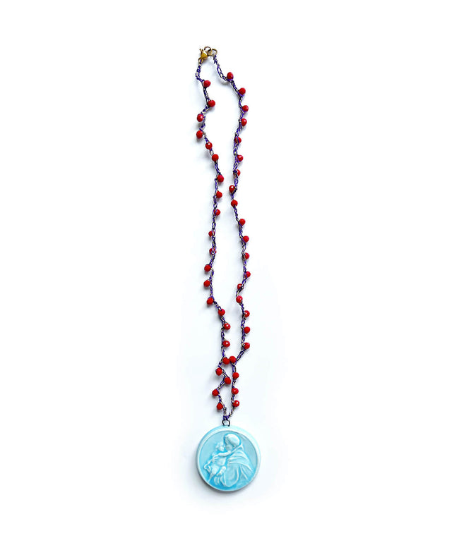 Collana crochet con ciondolo ceramica "Sant'Antonio da Padova"
