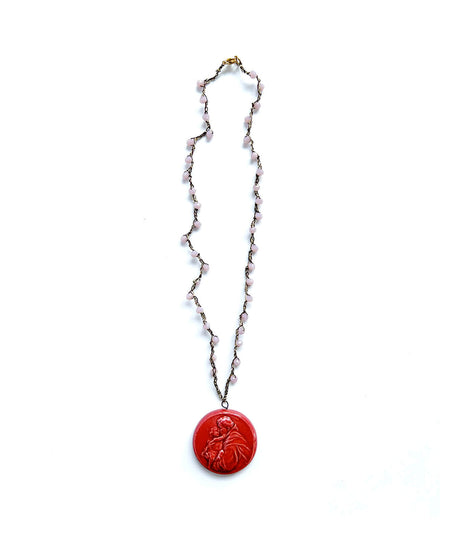 Collana crochet con ciondolo ceramica "Sant'Antonio da Padova"