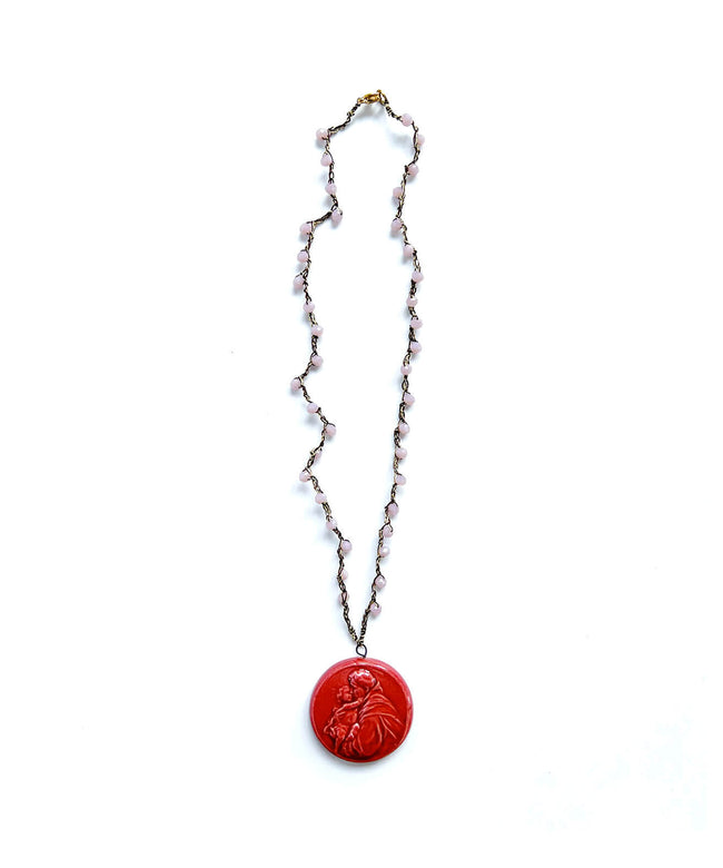 Collana crochet con ciondolo ceramica "Sant'Antonio da Padova"