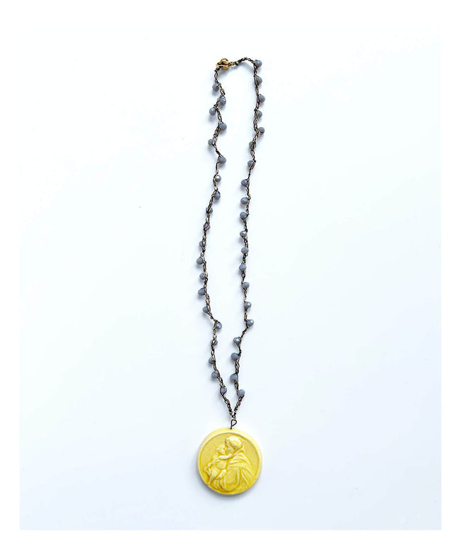 Collana crochet con ciondolo ceramica "Sant'Antonio da Padova"