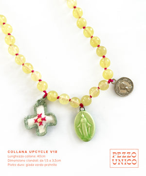 Collana "UPcycle" con pietre dure, ceramica e ciondoli ricamati