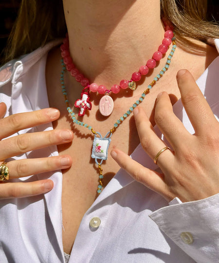 Collana rosario regolabile con perline