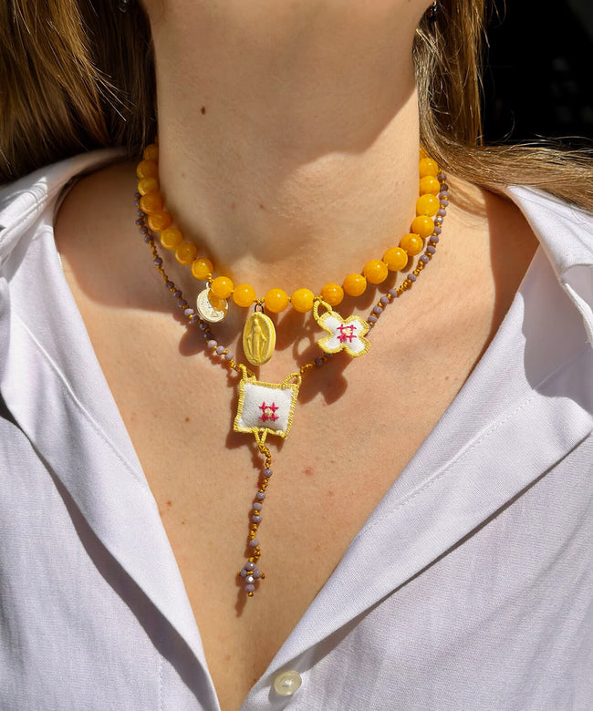 Collana rosario regolabile con perline