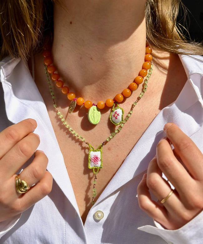Collana rosario regolabile con perline
