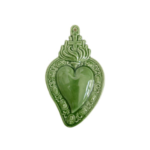 Cuore Ex Voto in ceramica smaltata