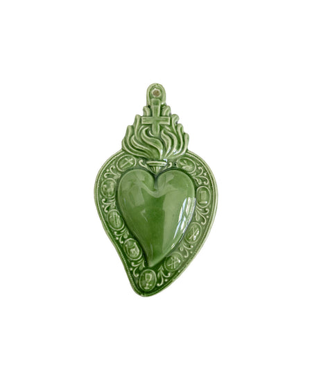 Cuore Ex Voto in ceramica smaltata