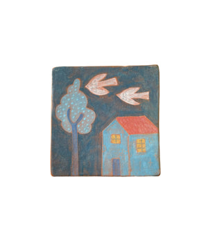 Mattonella "Casa" in ceramica dipinta a mano
