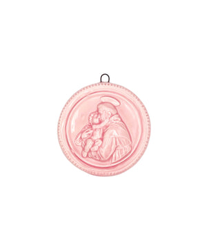 "Sant'Antonio da Padova" glazed ceramic medallion