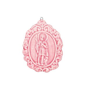 Medaglione “San Rocco con ghirlanda" in ceramica (M)