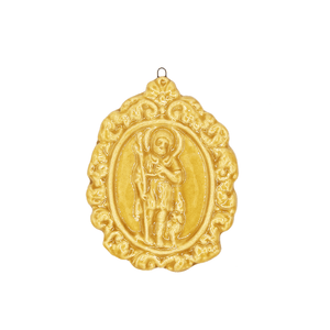 Medaglione “San Rocco con ghirlanda" in ceramica (M)