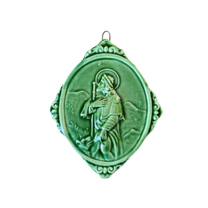 "Sant'Antonio da Padova" glazed ceramic medallion