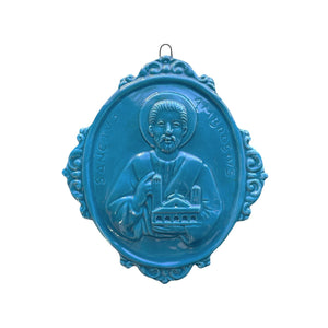 "Sant'Antonio da Padova" glazed ceramic medallion