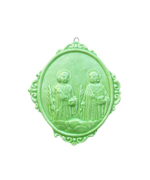 Medaglione “Santi Cosma e Damiano" in ceramica (M)