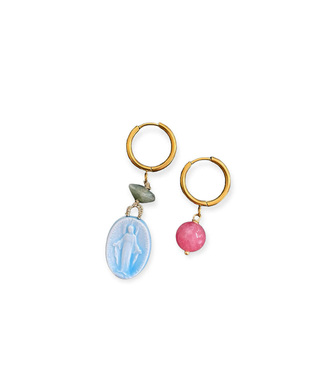Orecchini "Candy" medaglietta Madonnina ceramica