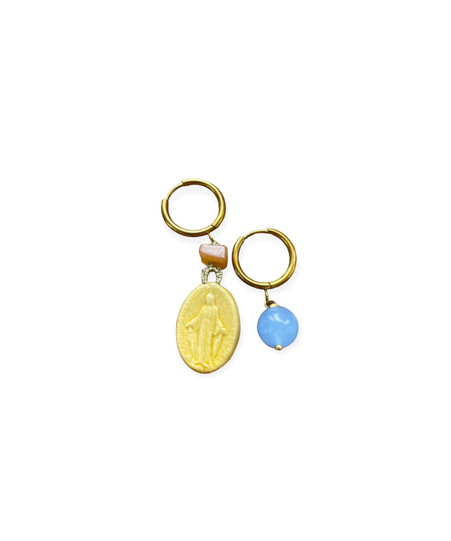 Orecchini "Candy" medaglietta Madonnina ceramica