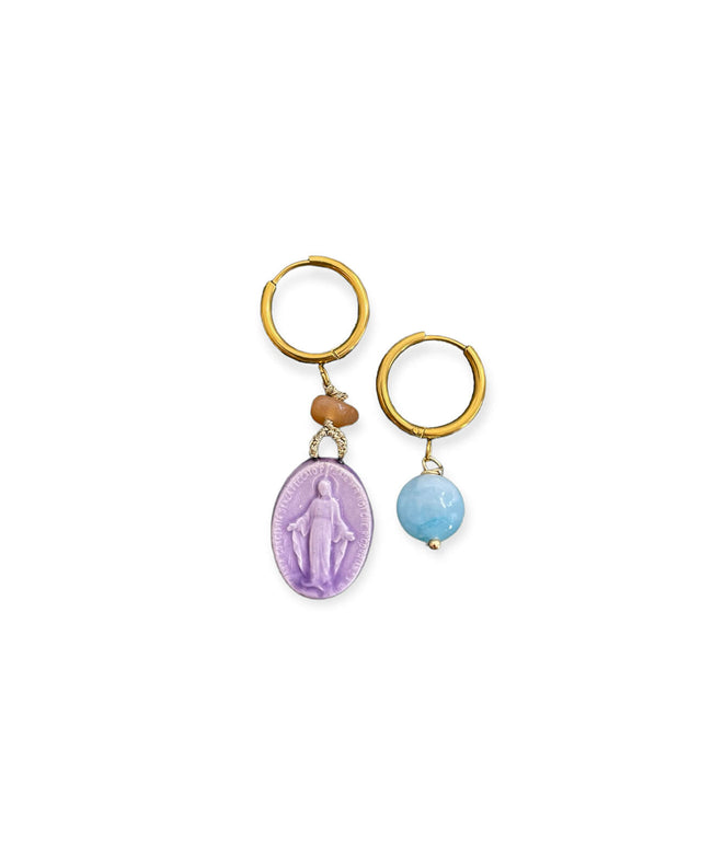 Orecchini "Candy" medaglietta Madonnina ceramica
