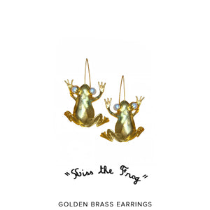 Orecchini "Kiss the Frog" in ottone oro e perla