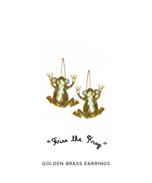 Orecchini "Kiss the Frog" in ottone oro e perla