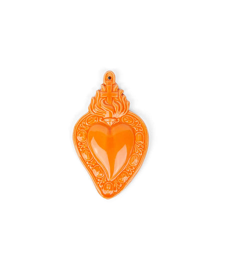 Cuore Ex Voto in ceramica smaltata
