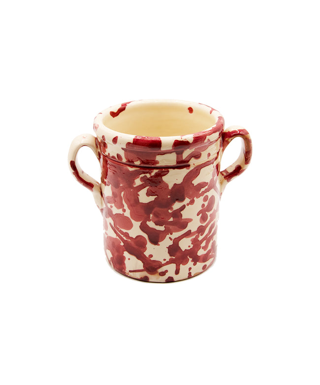 Jar with lid in glazed ceramic, marble effect
