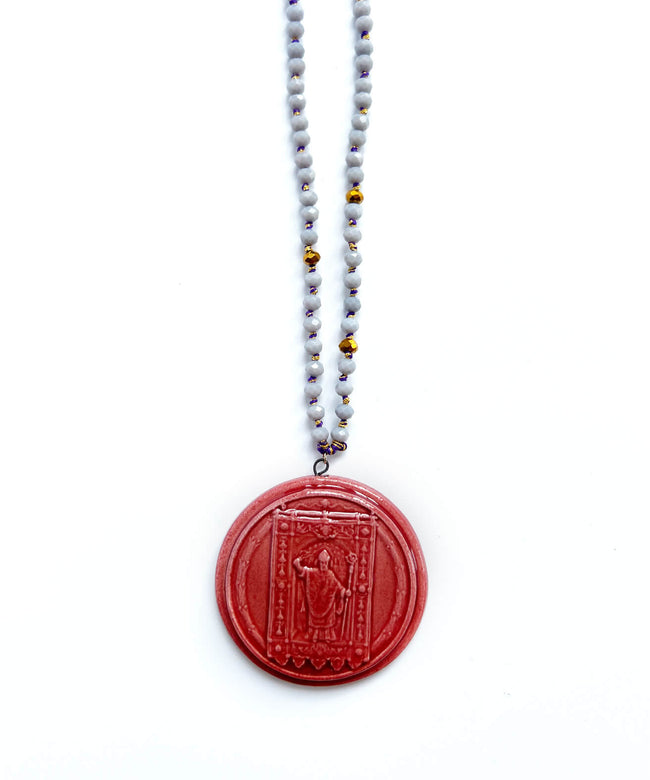 Collana nodino con ciondolo ceramica "Sant'Oronzo"