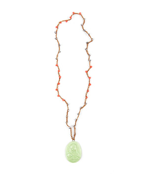 Collana crochet con ciondolo ceramica "Madonna con Bambino"