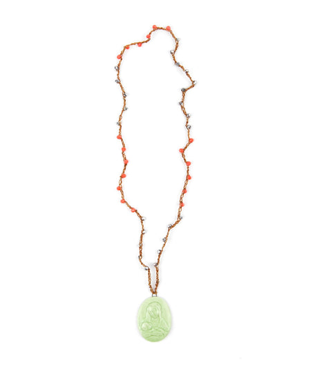 Collana crochet con ciondolo ceramica "Madonna con Bambino"