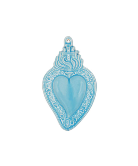 Cuore Ex Voto in ceramica smaltata