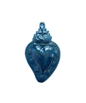 Cuore Ex Voto in ceramica smaltata