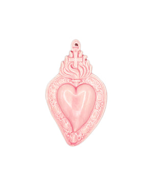 Cuore Ex Voto in ceramica smaltata