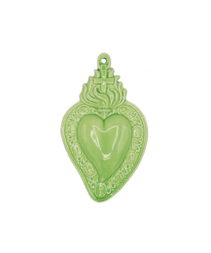 Cuore Ex Voto in ceramica smaltata