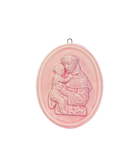 "Sant'Antonio da Padova" glazed ceramic medallion