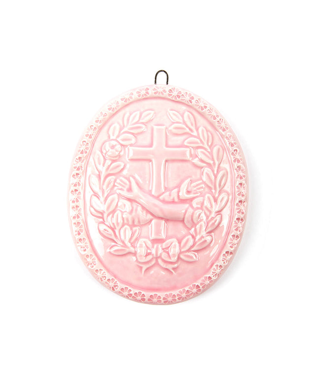 Medaglione “Stemma Francescano” in ceramica (L)
