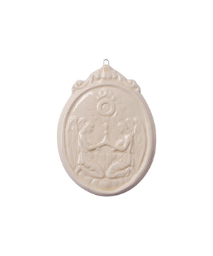 Medaglione “Sacramento Eucaristico con Angeli” in ceramica (M)