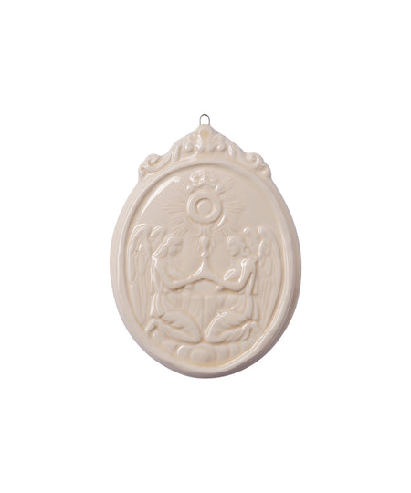 Medaglione “Sacramento Eucaristico con Angeli” in ceramica (M)