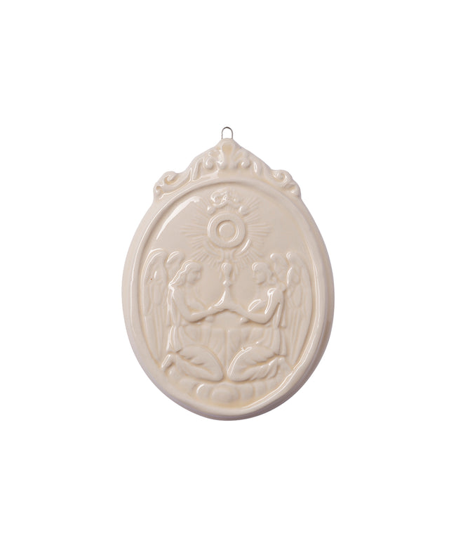 Medaglione “Sacramento Eucaristico con Angeli” in ceramica (M)
