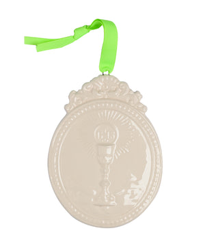 "Sant'Antonio da Padova" glazed ceramic medallion