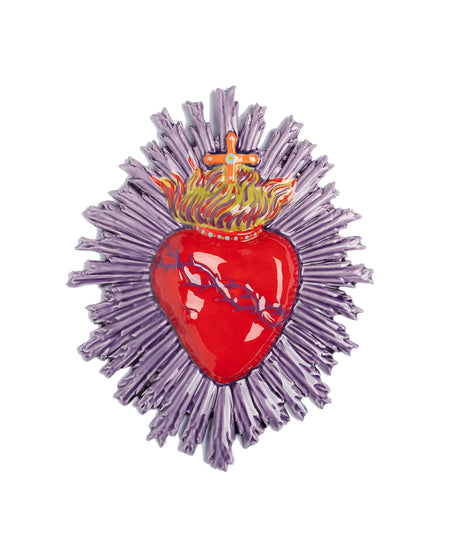 Sacro Cuore in ceramica smaltata e dipinta a mano