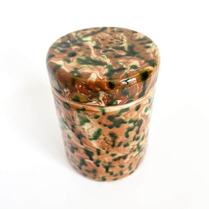 Jar with lid in glazed ceramic, marble effect